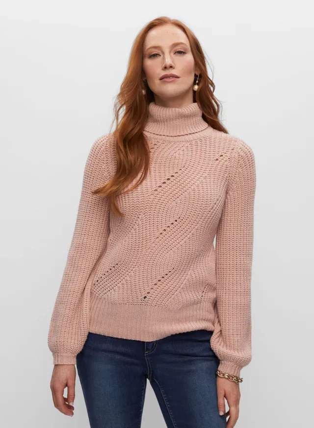 Melanie Lyne Striped Pointelle Knit Sweater