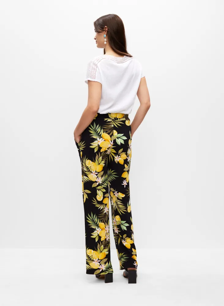 Melanie Lyne Lemon Print Wide Leg Pants