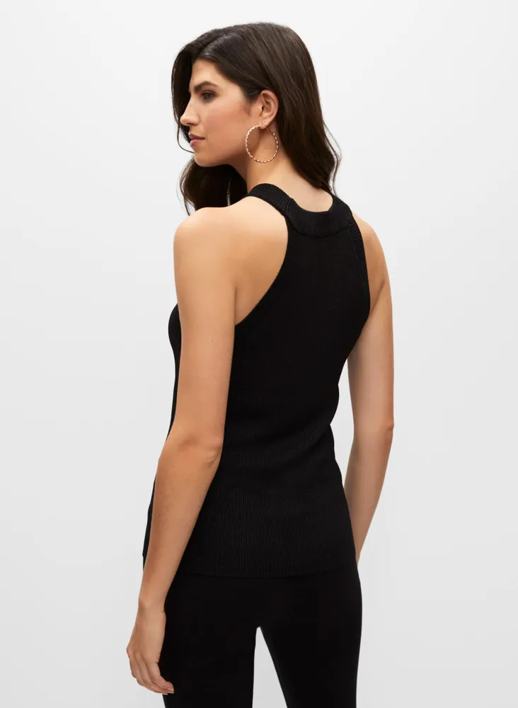 Black High Neck Knitted Sleeveless Top