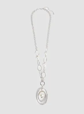 Ring & Pearl Pendant Necklace