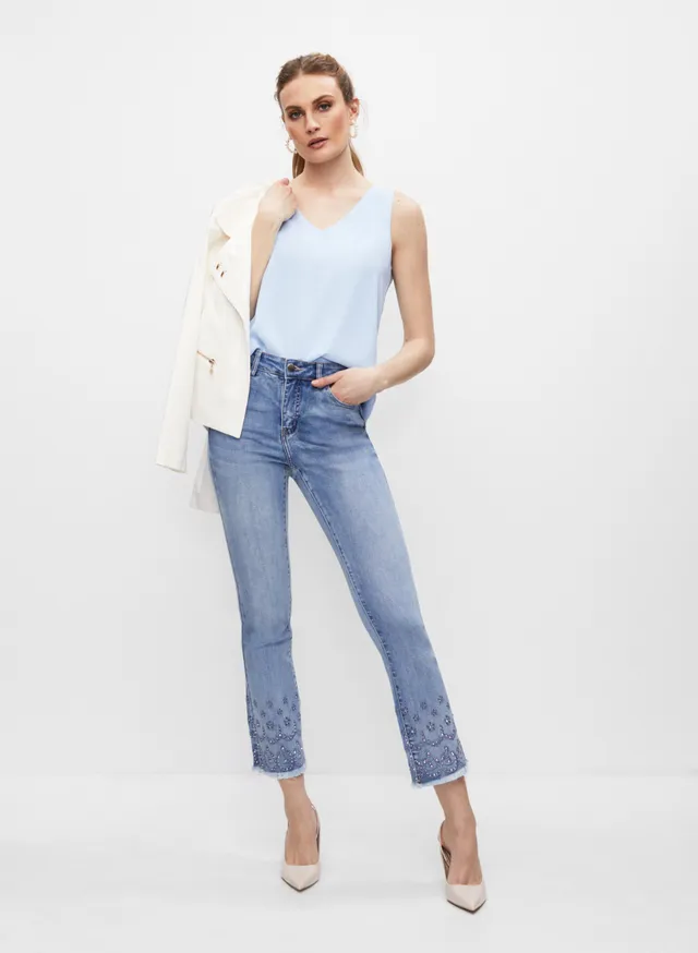 Pull-On Embroidered Jeans