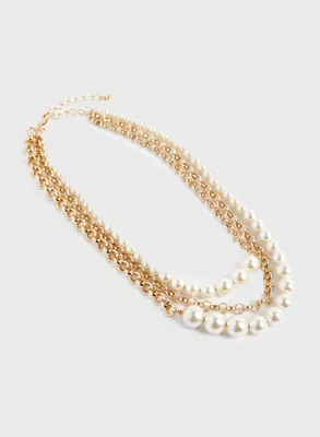 Pearl & Chain Link Necklace