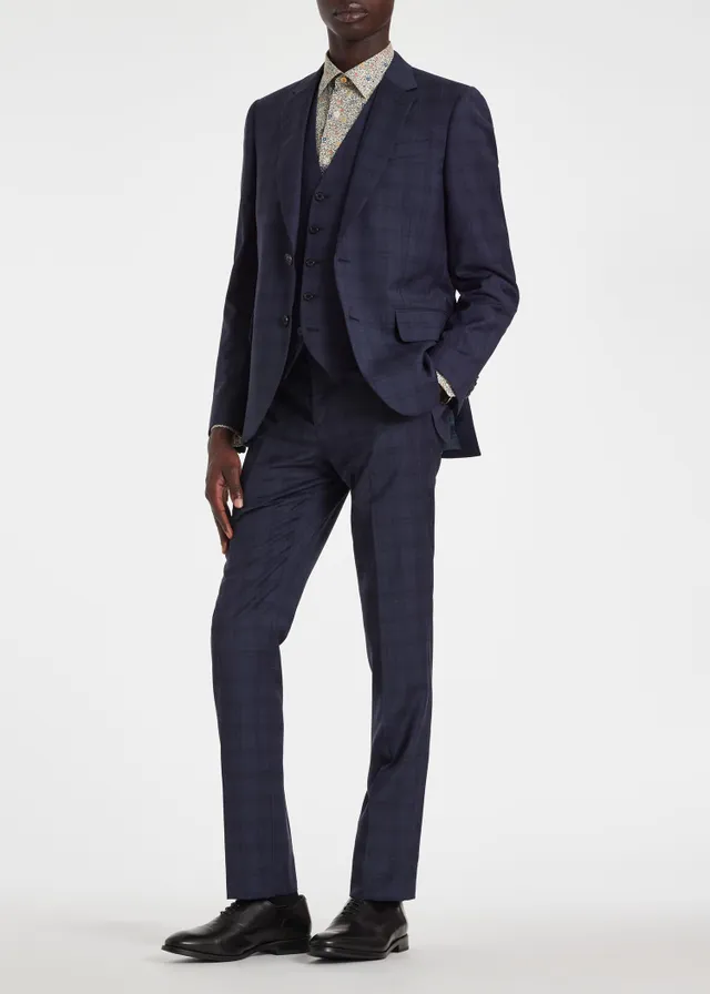 navy blue suit floral shirt