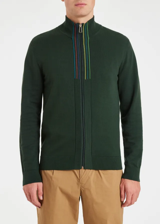 Paul Smith Hooded Mixed Media Jacket 35 Military Green - Terraces Menswear