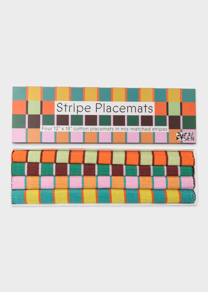 Paul Smith Multicolour Jacquard Stripe Cotton Placemats by Dusen Dusen - Set  of Four
