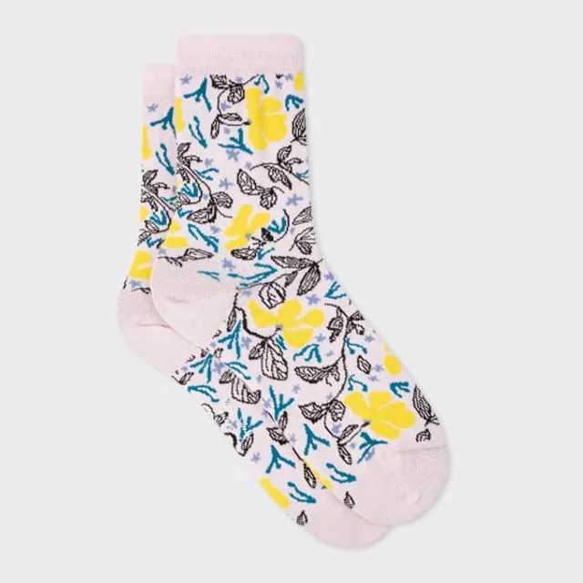 Paul Smith Women's Ivory Cotton-Blend 'Ink Floral' Socks