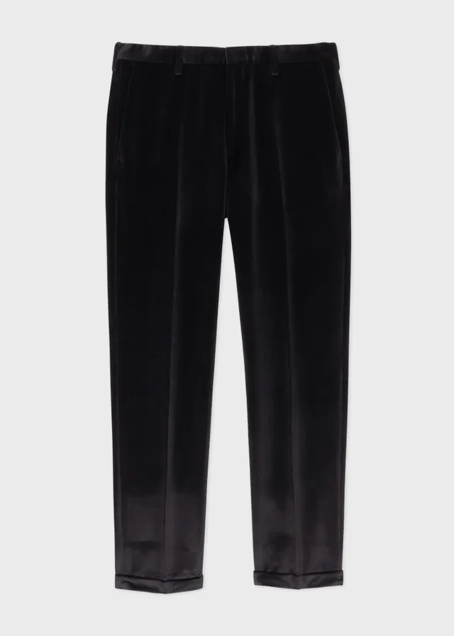 Burberry Men's Black Classic Fit Velvet Trim Wool Tailored Trousers, Brand  Size 46 (Waist Size 31.1