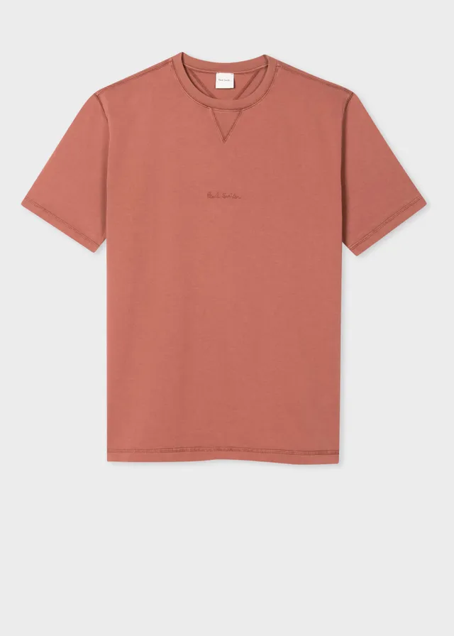 Paul Smith Washed Pink Cotton Garment-Dye Signature T-Shirt