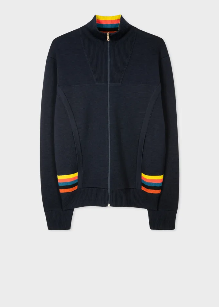 Paul Smith Navy Wool 'Artist Stripe' Bomber Jacket