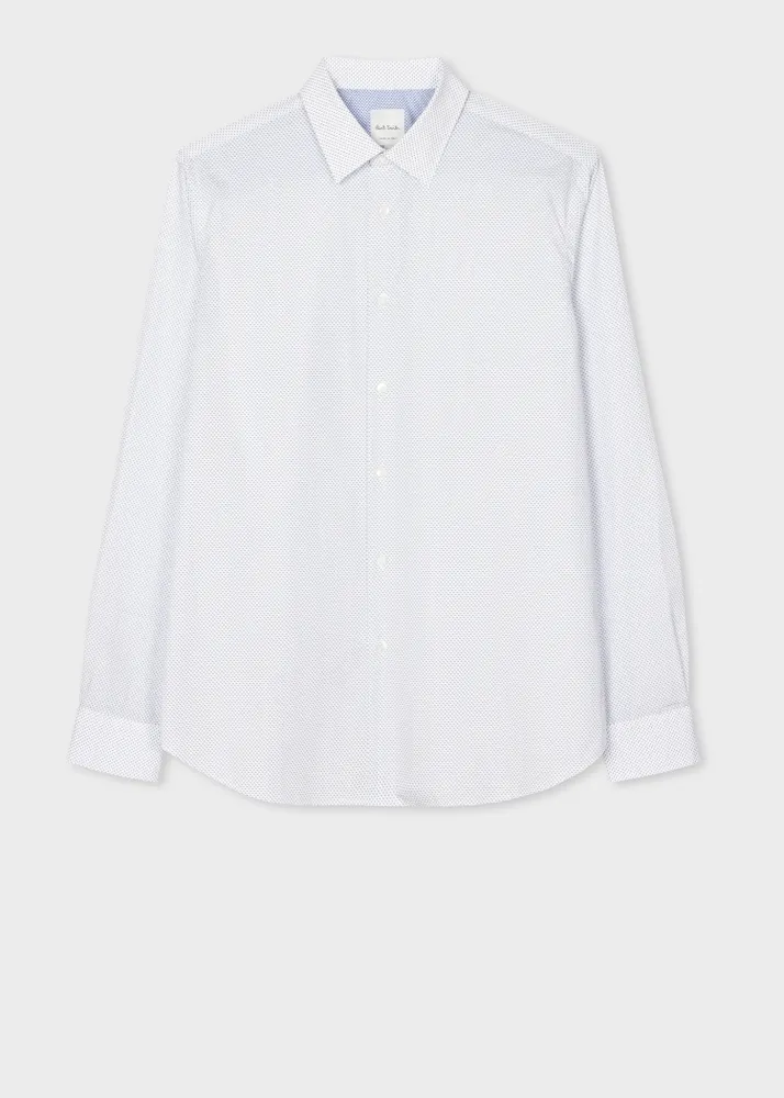 Paul Smith Tailored-Fit White Cotton 'Micro Dot' Shirt