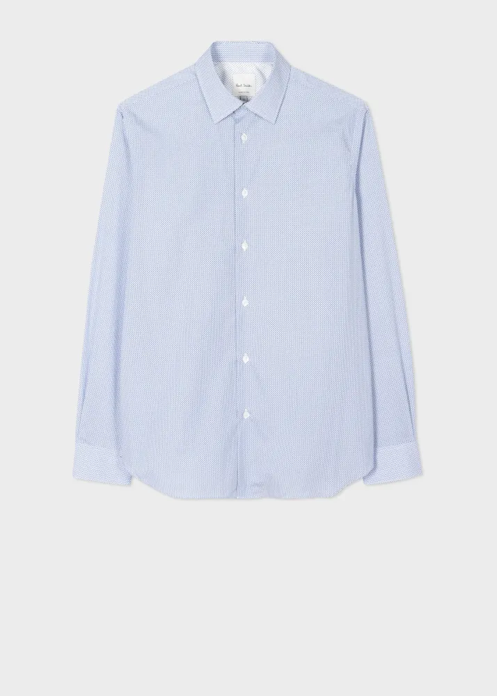Paul Smith Tailored-Fit Blue 'Micro Dot' Cotton Shirt
