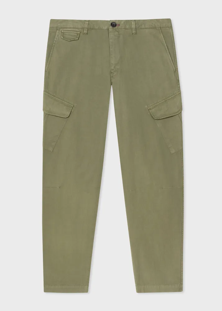 PS Paul Smith Green Stretch-Cotton Twill Cargo Trousers