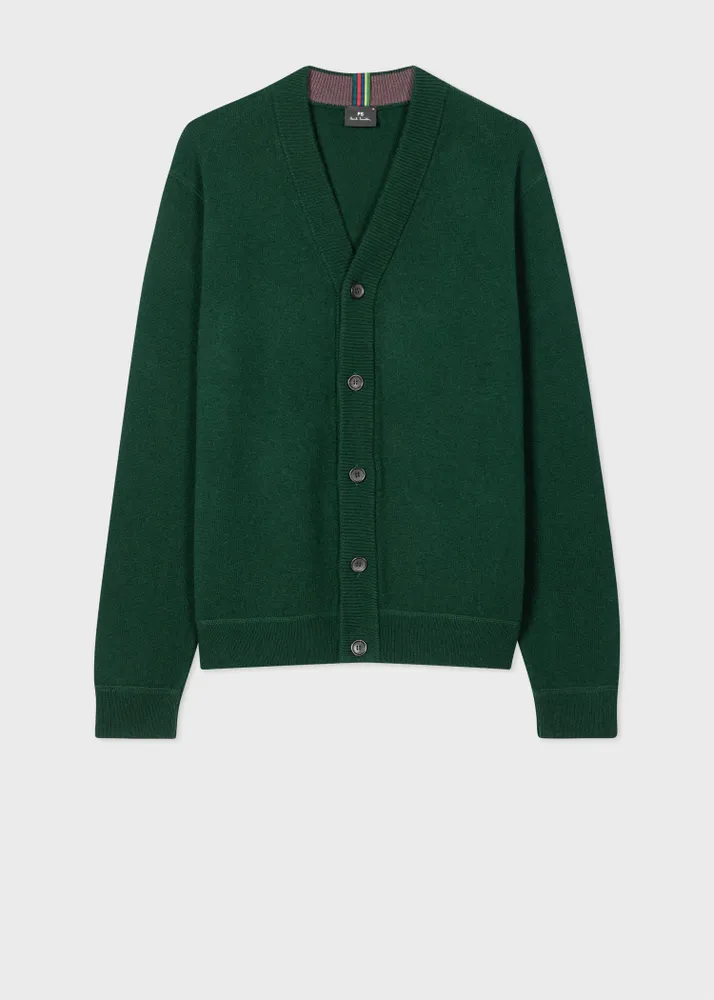 PS Paul Smith Dark Green Merino Cardigan