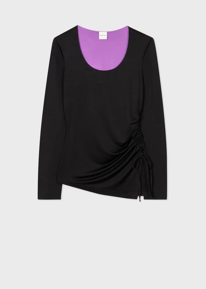 Yoga Cotton Rib Long Sleeve Top in purple oasis