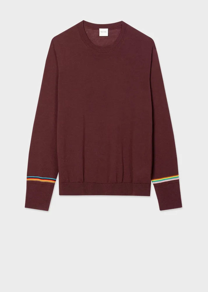 Paul Smith Women's Burgundy Merino Wool 'Signature Stripe' Sweater