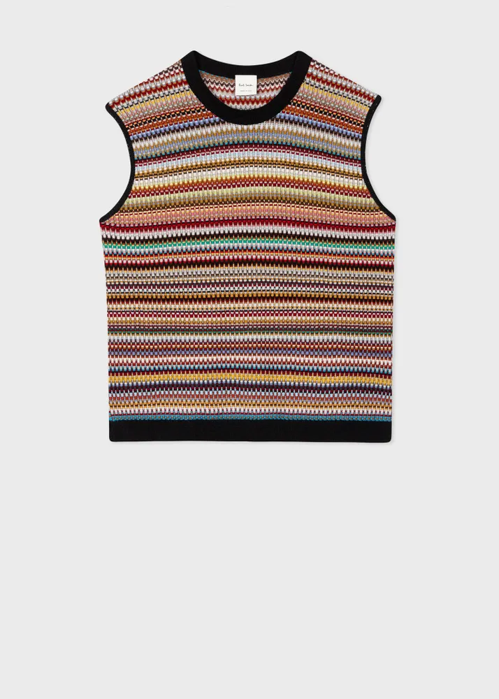 Paul Smith Women's Wool 'Signature Stripe' Crochet Vest Top