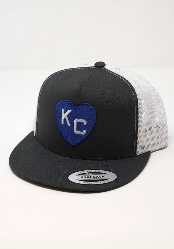 Charcoal Rally Kansas City Monarchs Heart KC Trucker Adjustable Hat