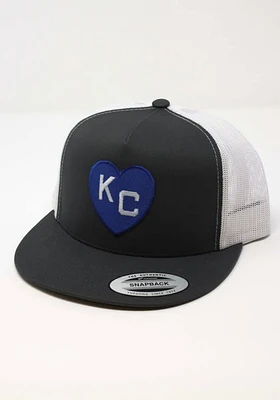 Charcoal Rally Kansas City Monarchs Heart KC Trucker Adjustable Hat