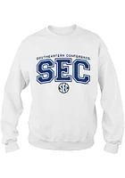 SEC Mens White Logo Long Sleeve Crew Sweatshirt