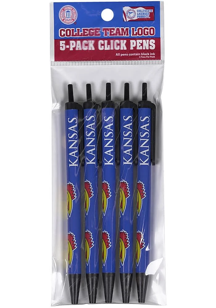 Kansas Jayhawks 5 Pack Pen Set - Blue
