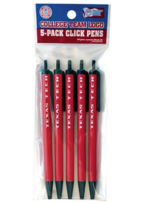 Texas Tech Red Raiders 5pk Click Pen Set - Red