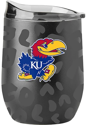 Kansas Jayhawks 16oz Leopard Powder Coat Stainless Steel Stemless - Black