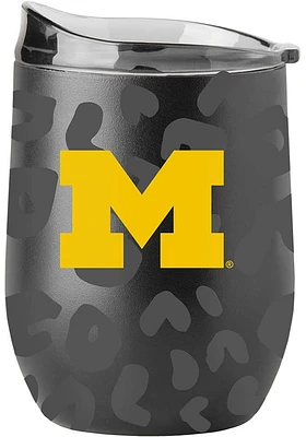 Michigan Wolverines 16oz Leopard Powder Coat Stainless Steel Stemless - Black