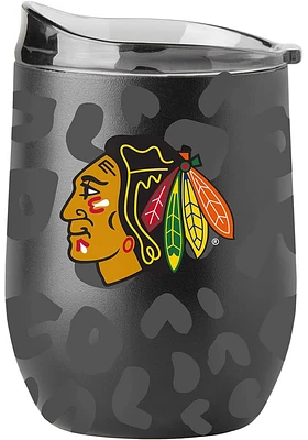 Chicago Blackhawks 16oz Leopard Powder Coat Stainless Steel Stemless - Black