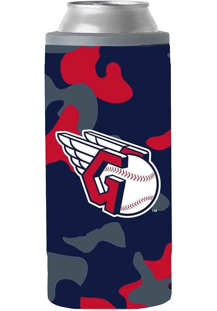 Logo Brands Cleveland Guardians 12oz SS Camo Slim Stainless Steel Coolie