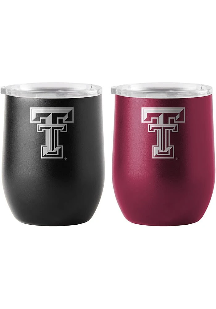 Texas Tech Red Raiders Yours and Mine Etch Powdercoat Stainless Steel Stemless - Black