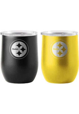 Pittsburgh Steelers Yours and Mine Etch Powdercoat Stainless Steel Stemless - Yellow