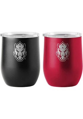 Arkansas Razorbacks Yours and Mine Etch Powdercoat Stainless Steel Stemless - Red
