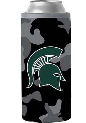 Logo Brands Michigan State Spartans Black Camo 12oz Slim Can Stainless Steel Coolie