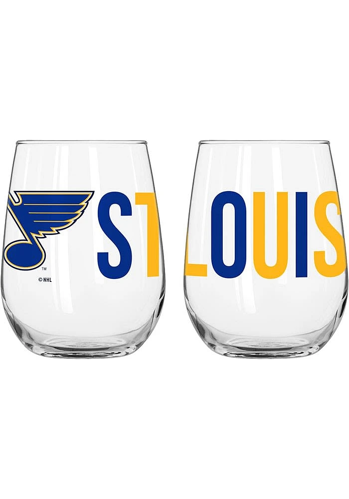 St Louis Blues 16oz Overtime Stemless Wine Glass - Blue