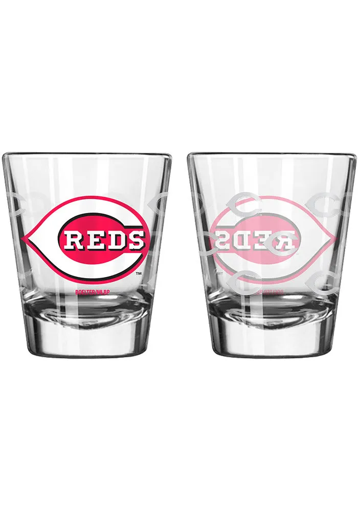 Cincinnati Reds Logo 2oz Satin Etch Shot Glass