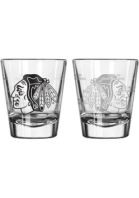 Chicago Blackhawks 2oz Satin Etch Shot Glass