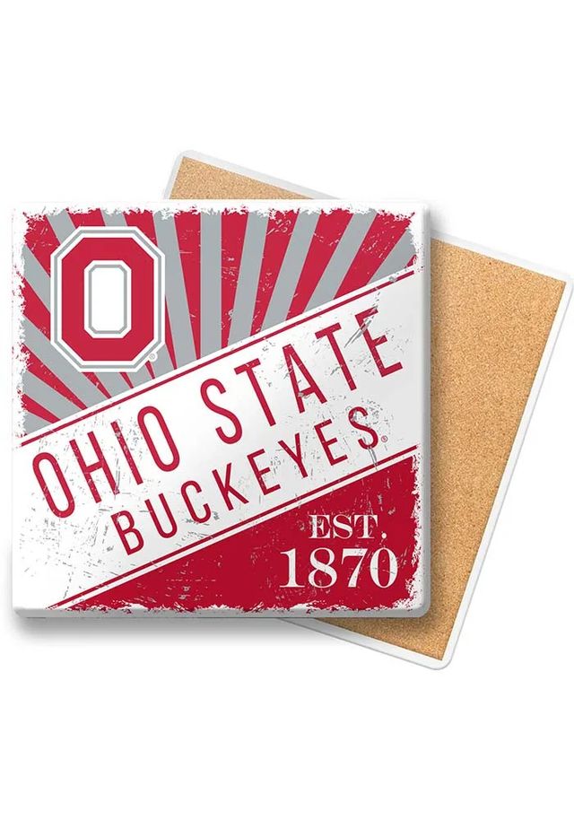 Ohio State Buckeyes Burst Stone Coaster - Red