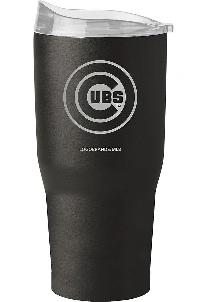 Logo Brands Chicago Cubs 30oz Etch Powdercoat Stainless Steel Tumbler - Black