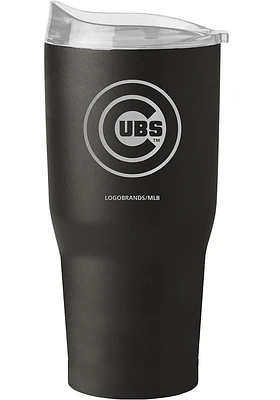 Logo Brands Chicago Cubs 30oz Etch Powdercoat Stainless Steel Tumbler - Black