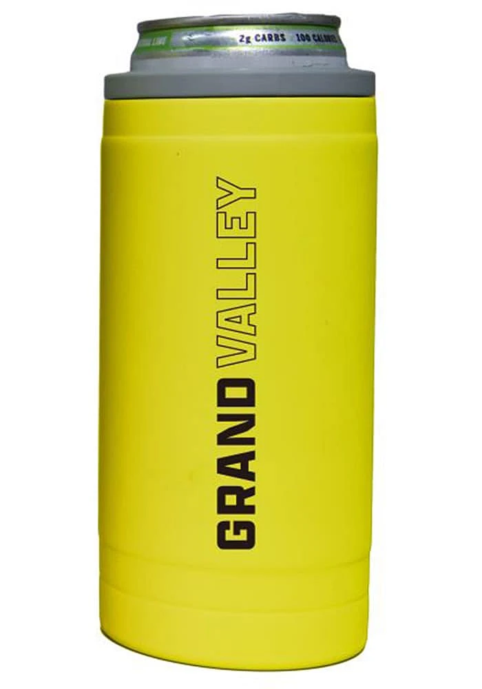 Logo Brands Grand Valley State Lakers 12oz Cru Stacked Soft Touch Slim Stainless Steel Coolie