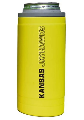 Logo Brands Kansas Jayhawks 12oz Cru Stacked Soft Touch Slim Stainless Steel Coolie