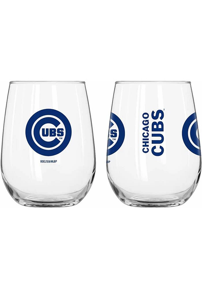Chicago Cubs 16oz Gameday Logo Stemless Wine Glass - Blue