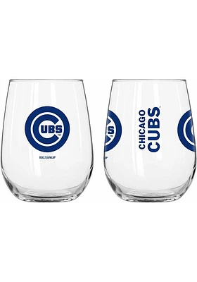 Chicago Cubs 16oz Gameday Logo Stemless Wine Glass - Blue