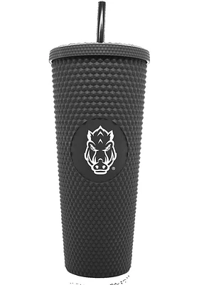 Arkansas Razorbacks 24oz Black Studded Straw Tumbler
