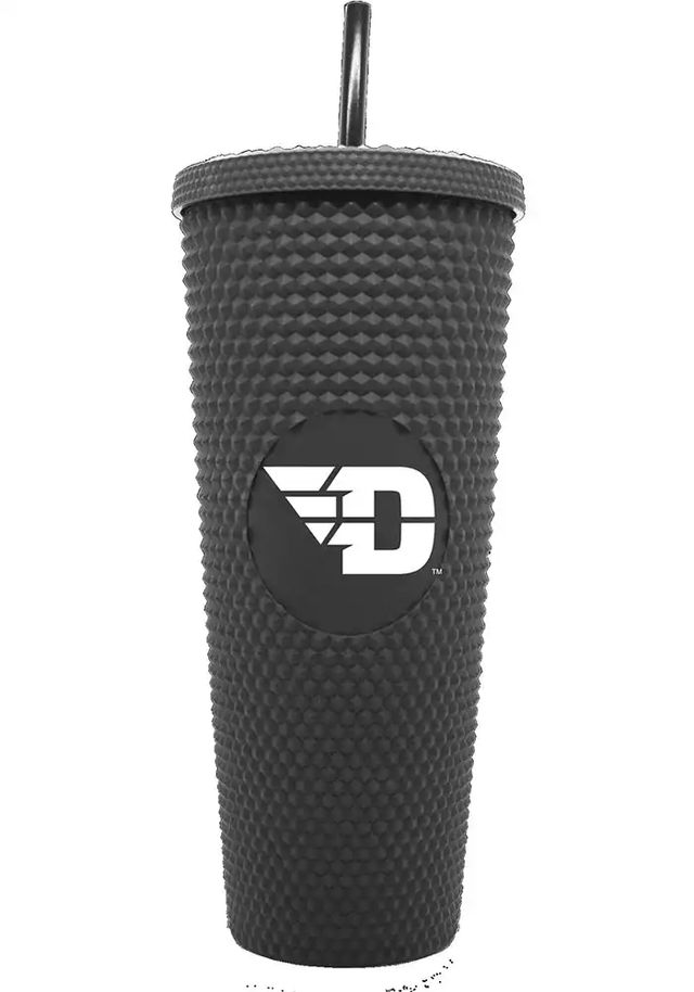 Dayton Flyers 24oz Black Studded Straw Tumbler