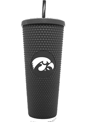 Iowa Hawkeyes 24oz Black Studded Straw Tumbler