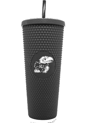 Kansas Jayhawks 24oz Black Studded Straw Tumbler