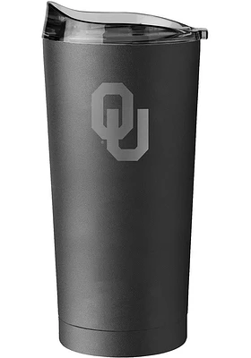 Logo Brands Oklahoma Sooners 20oz Black Powder Coat Stainless Steel Tumbler - Black