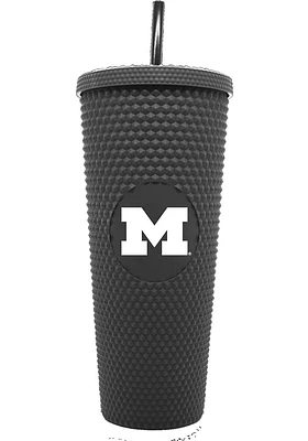 Michigan Wolverines 24oz Black Studded Straw Tumbler