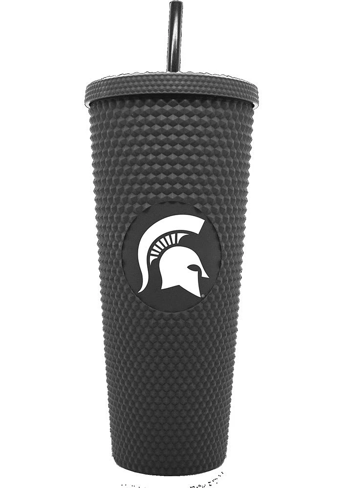 Michigan State Spartans 24oz Black Studded Straw Tumbler